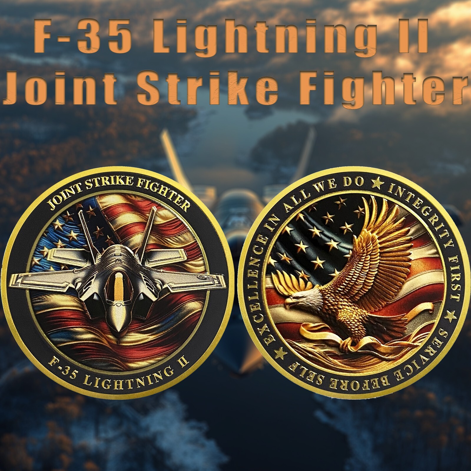 U.S. Air Force Challenge Coin With F-35 Lightning II Joint Strike Fighter Design