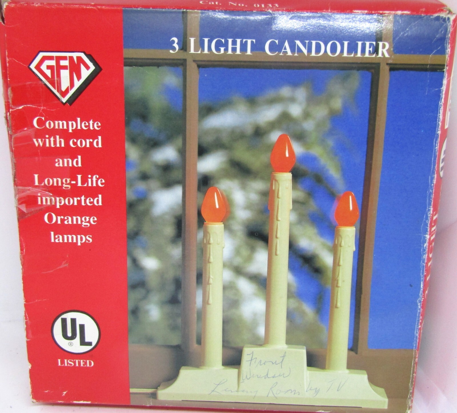 Vintage 3 Light Christmas Window Candles Candolier GEM tested and works w/ box