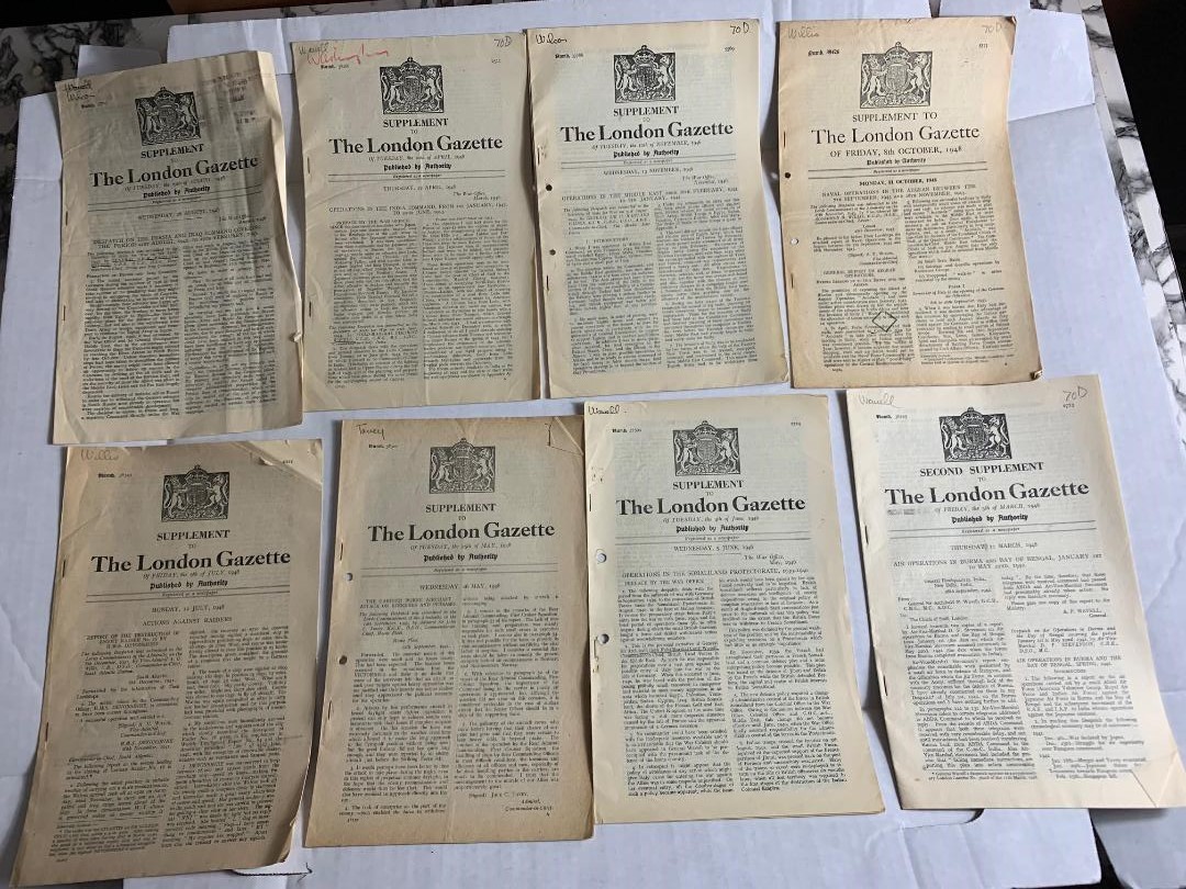 LOT 16 Supplements to The London Gazette – Various Operations in 1946 and 1948
