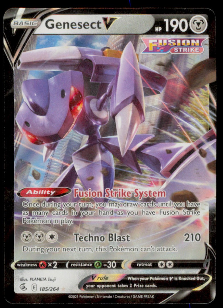 Genesect V 185/264 Holo V Rare Fusion Strike Pokemon Near Mint