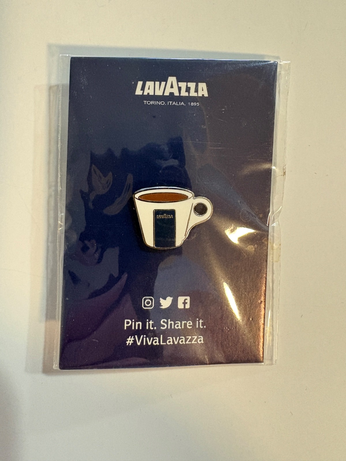 Lavazza Espresso Cup Enamel Pin Coffee Advertising Promo Pin w/ Original Card