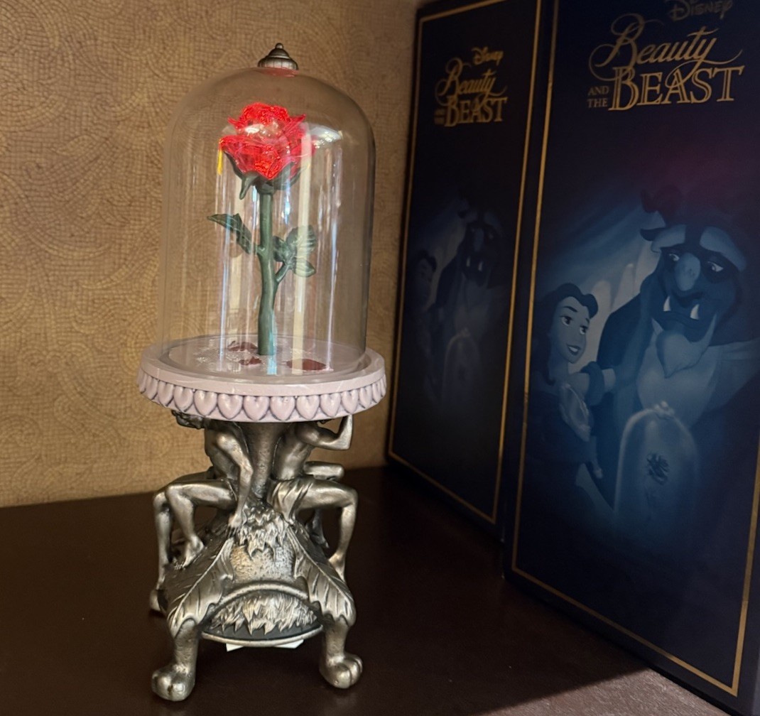 Disney Parks Beauty & The Beast Enchanted Rose Light Up Replica Figurine NEW