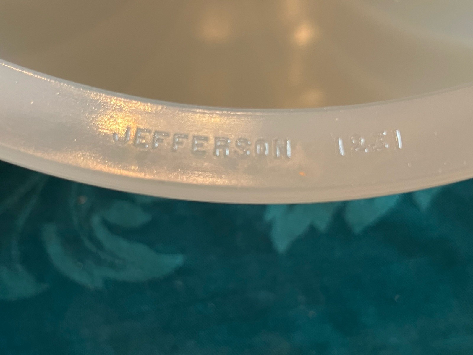 HTF Pullman Train Marked JEFFERSON DORIC Clambroth Drop In Glass Shade 10” Dia