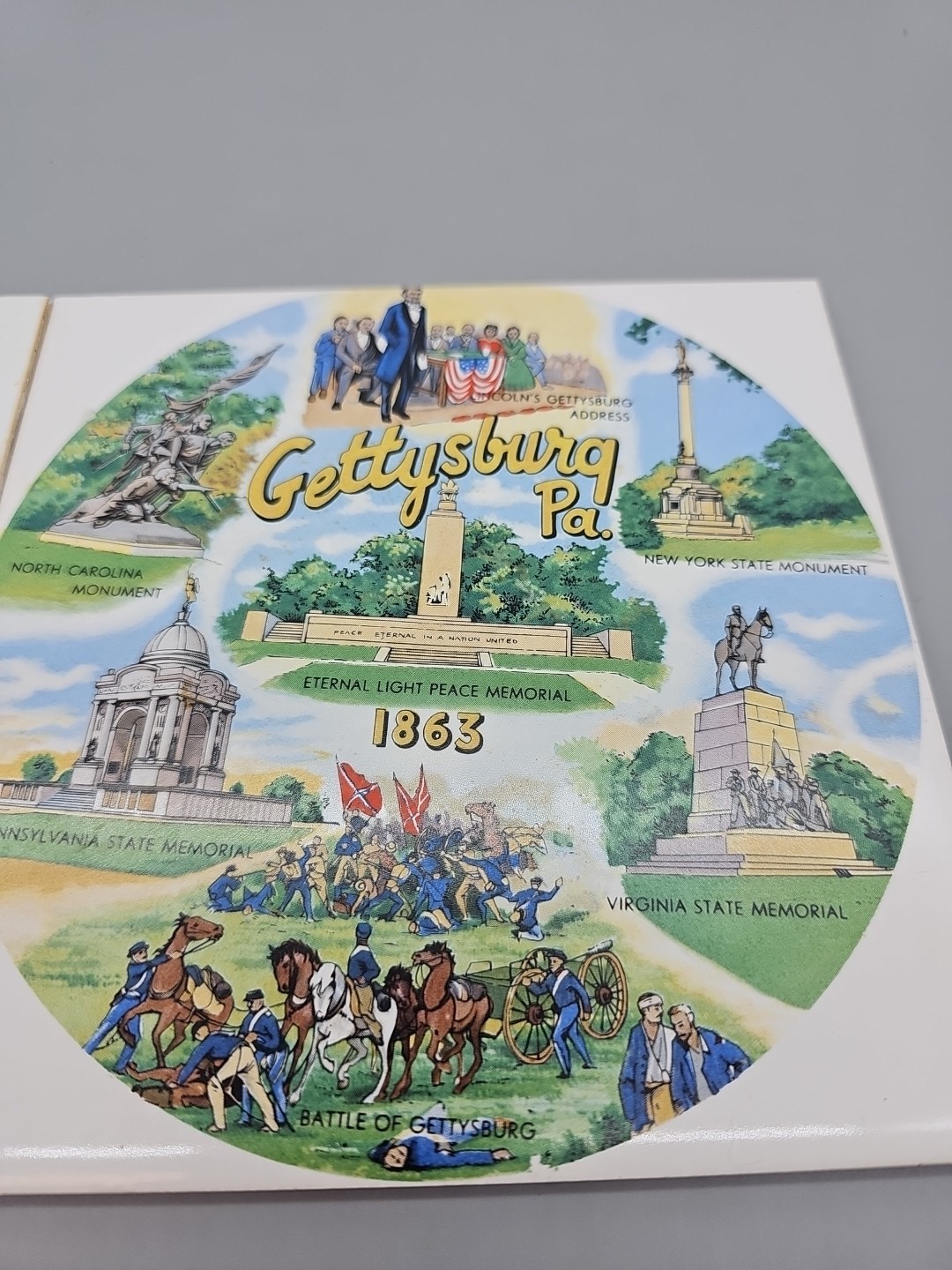 Screencraft Pennsylvania Trivet Ceramic Tile Lot Of 2 Gettysburg & Washington’s