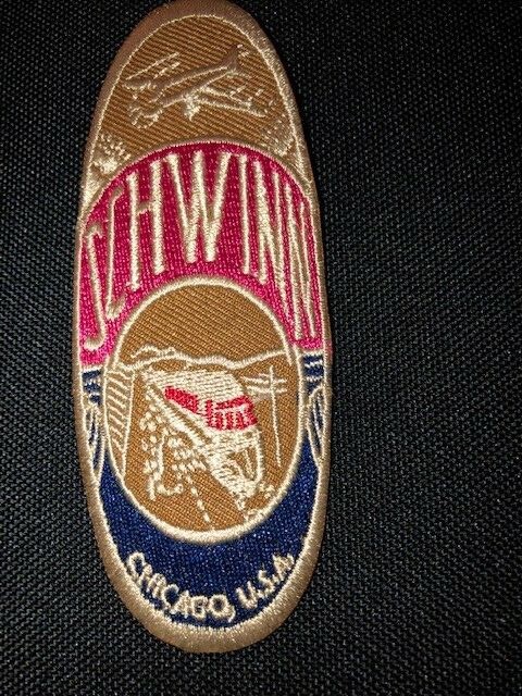 SCHWINN Bicycle HEADBADGE PATCH PLANES TRAINS AUTOMOBILES Schwinn patch