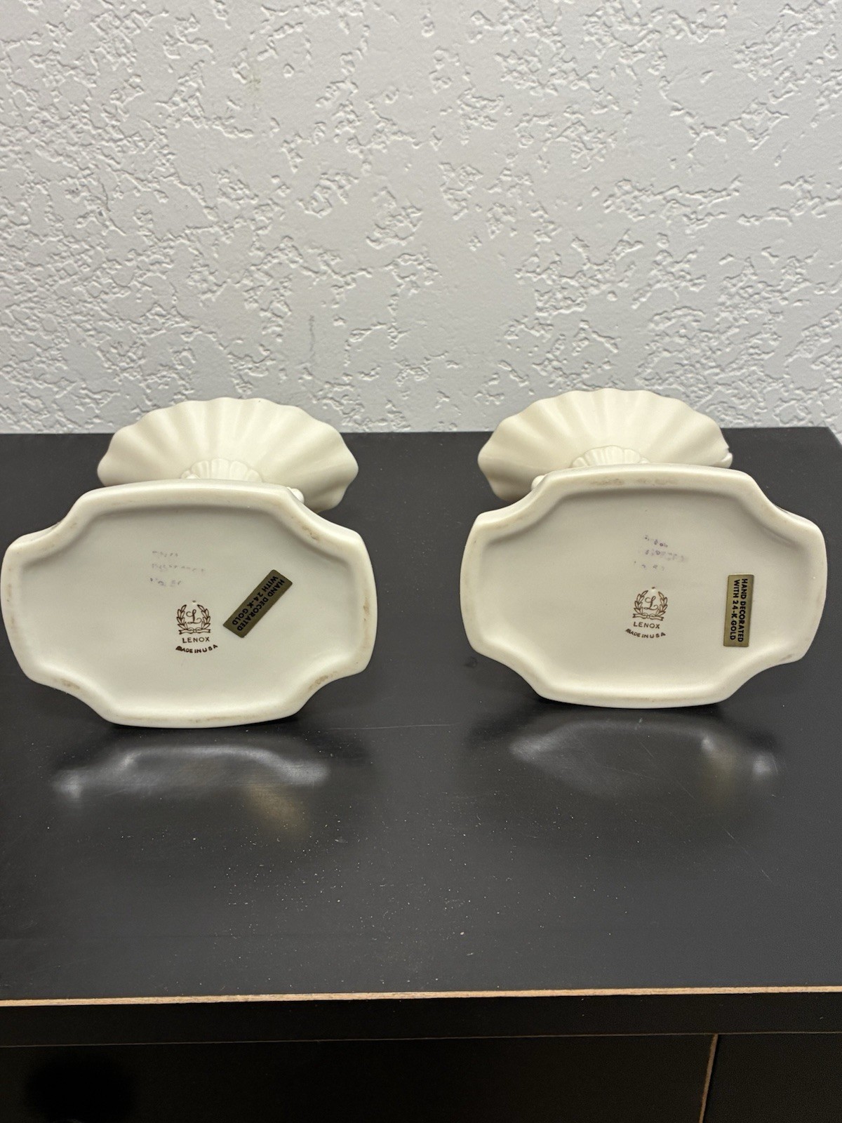 Lenox Aquarius Candlestick Taper Holders 24k Gold Trim Set Of 2