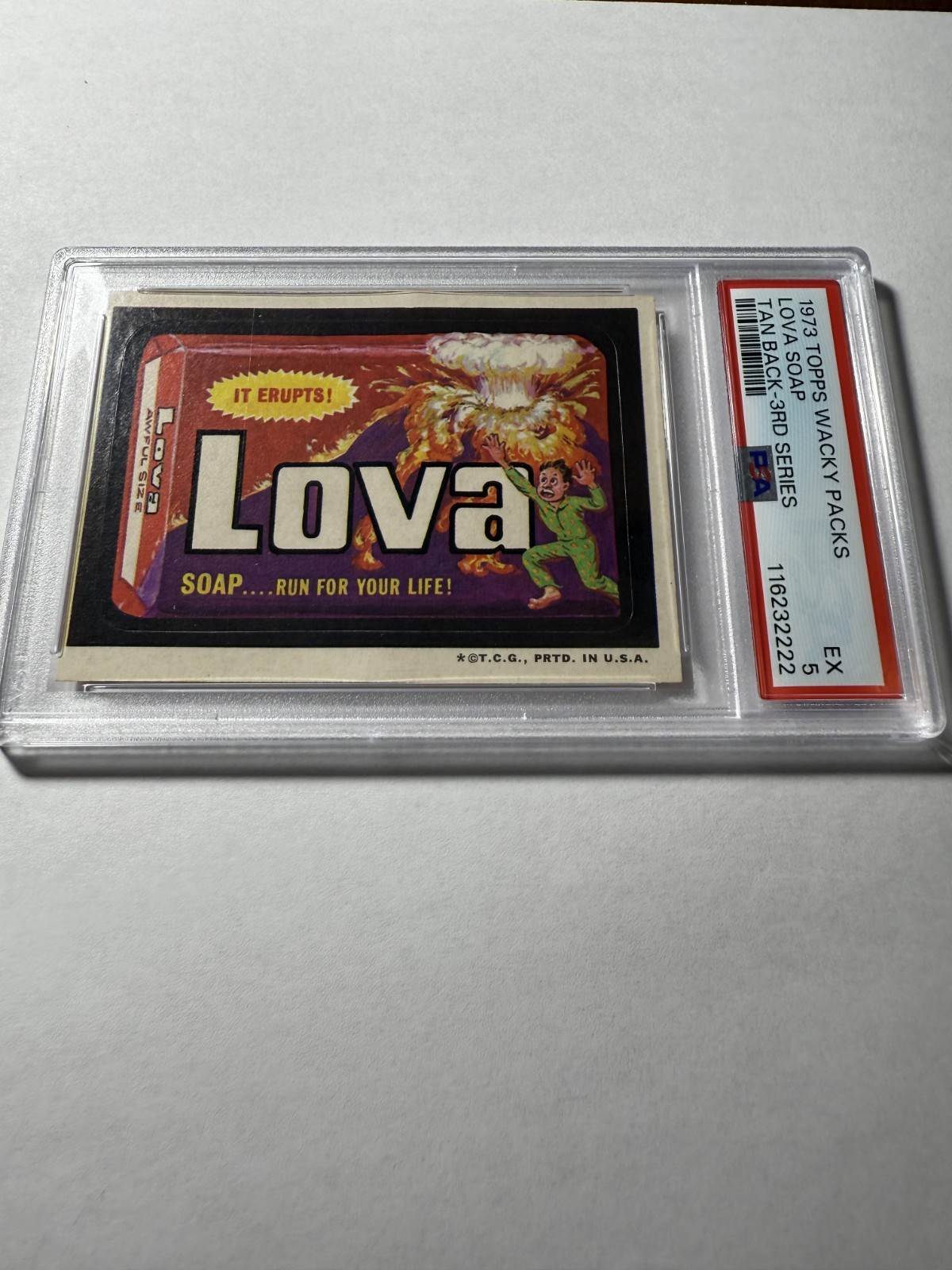 1973 Topps Wacky Packages Sticker Lova Soap 3rd Series Tan Back PSA 5 EX