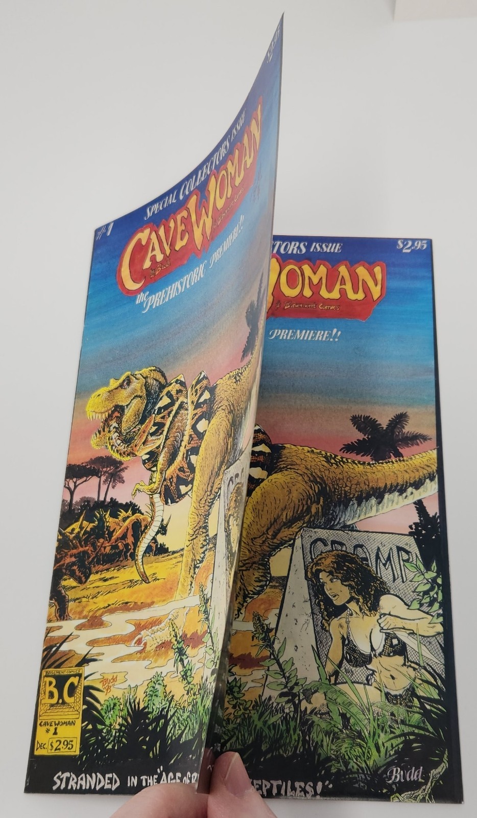 CAVEWOMAN # 1 SCARCE DOUBLE COVER 1st PRINTING 1993 Signed by BUDD ROOT Basement