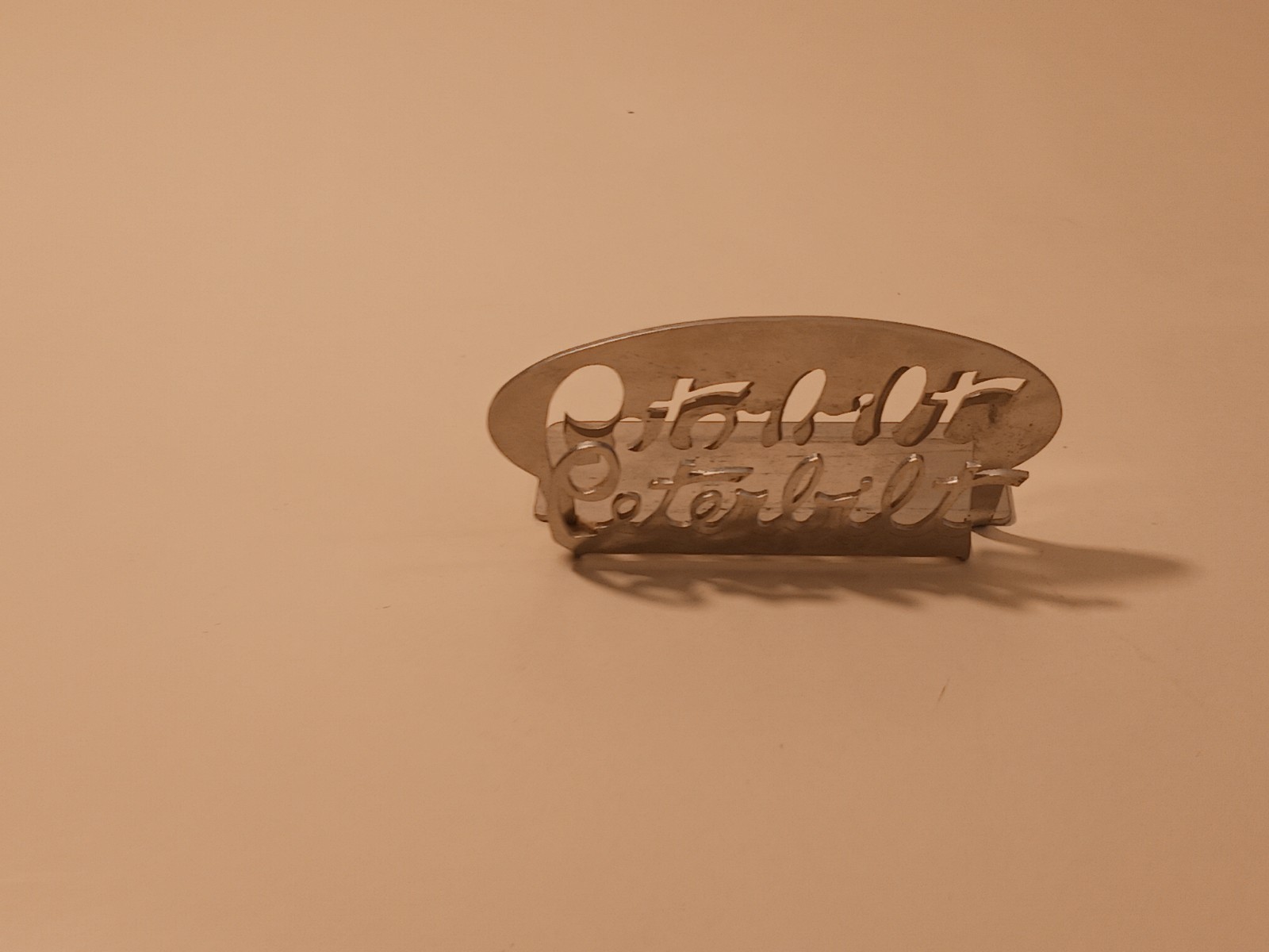 Peterbilt Script Logo Emblem Hood Ornament Semi Truck Chrome Vintage Nameplate