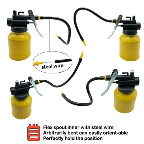 Hand Pump Oiler Can Professional Level 8 Oz. Capacity Pump Oiler with Metal & Lo