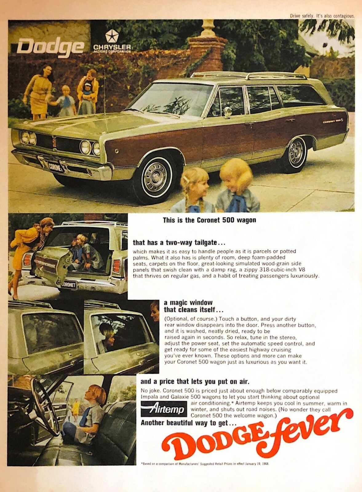 1968 Dodge Coronet Wagon 500 Vintage Print Ad Chrysler Dodge Fever