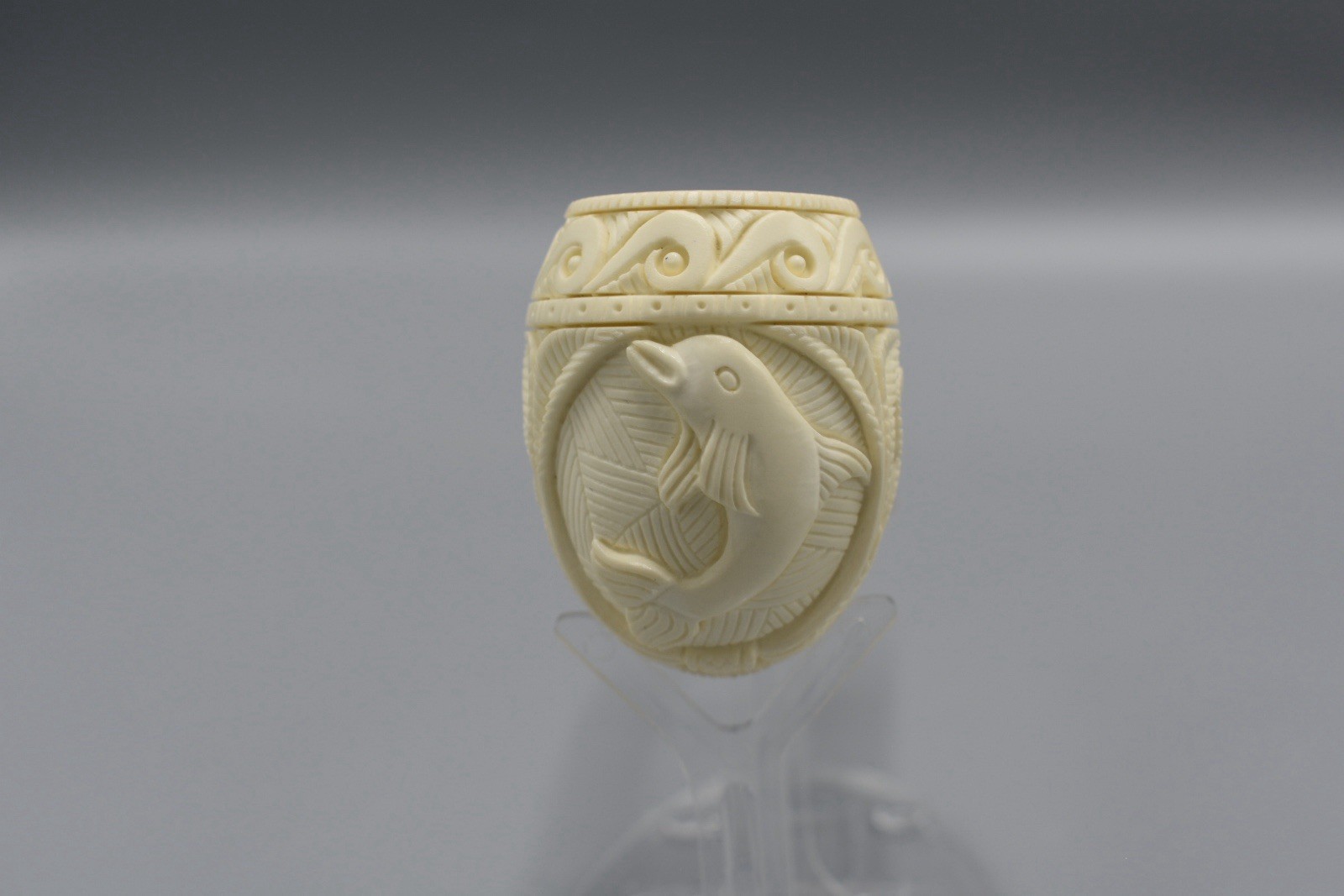 Dolphin Embossed Ornate Bent Pipe By EGE block Meerschaum New Case#227