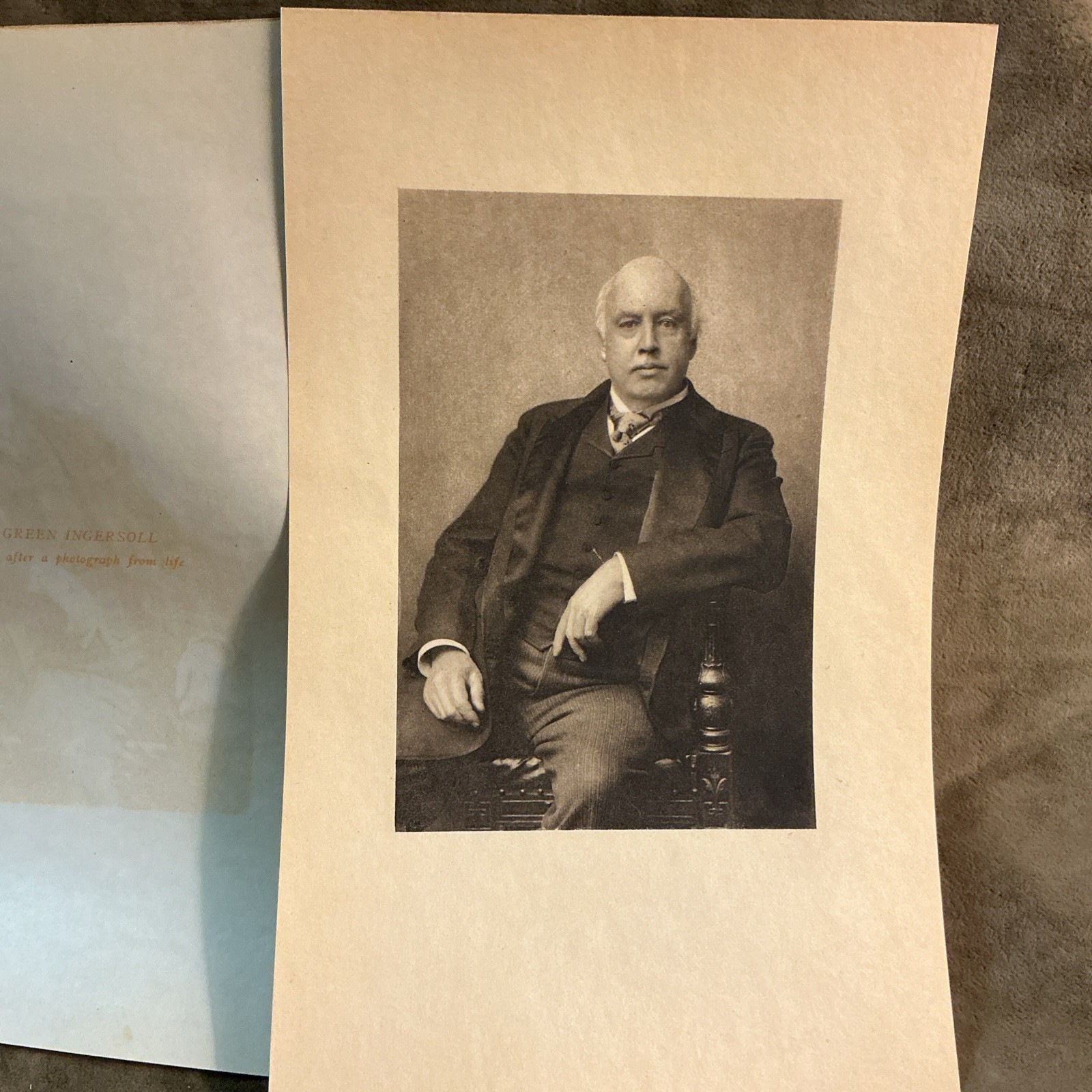 Victorian photogravure After photograph Of Life book page Robert Green Ingersoll