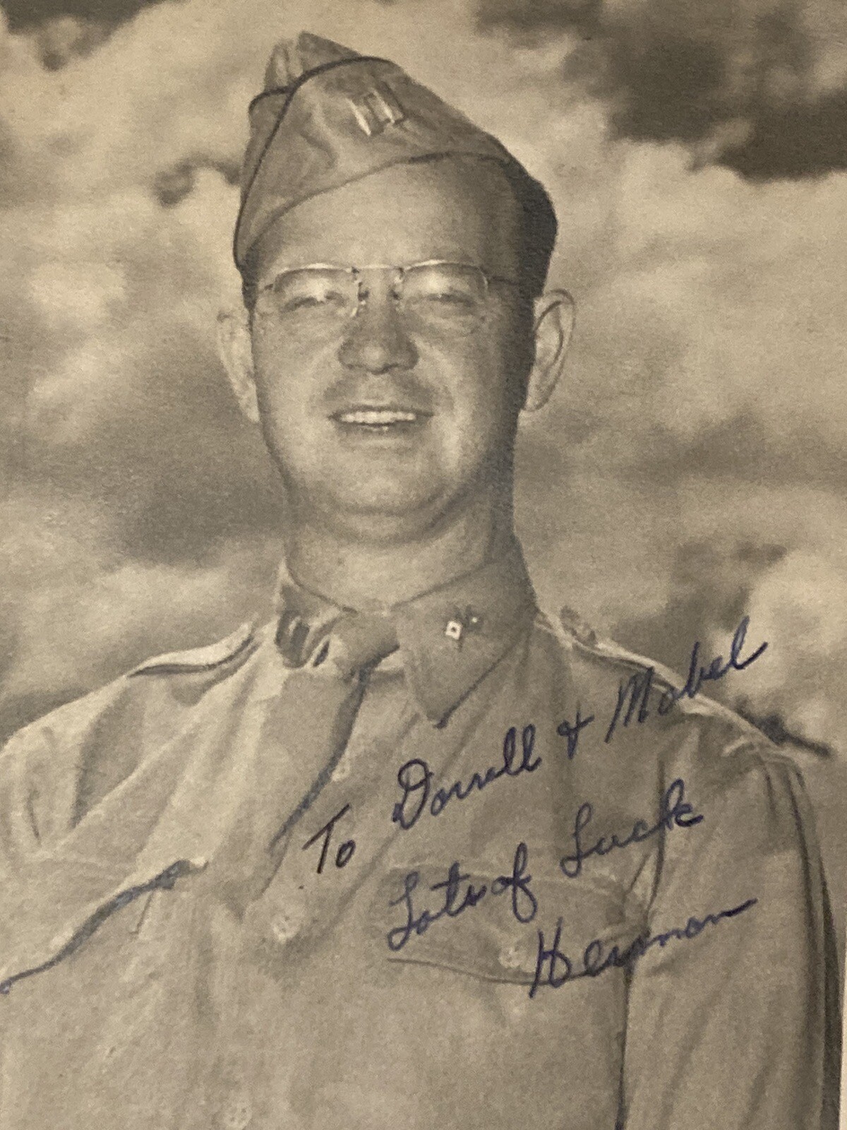 1943 WWII U.S. Army Captain Signal Corps Signed with Message Vintage Photo