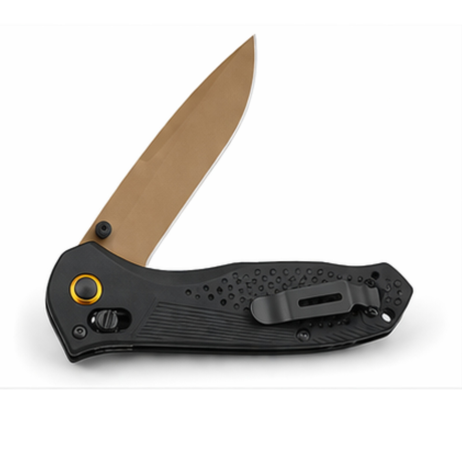 Benchmade 710 Folding Pocket Knife Black Handle Bronze Blade EDC
