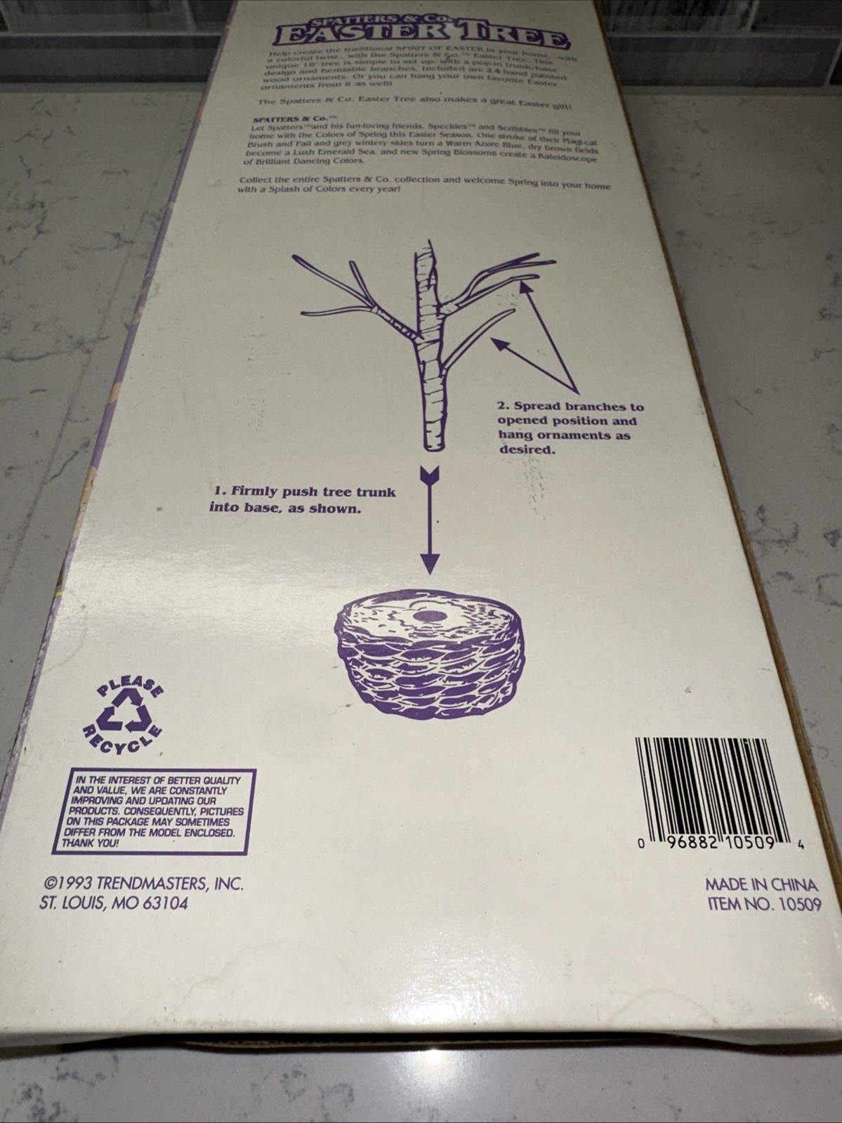 VTG~1993 Easter Tree w/24 Hand-Painted Ornaments~Spatters & Co. 18″ Tall~In Box