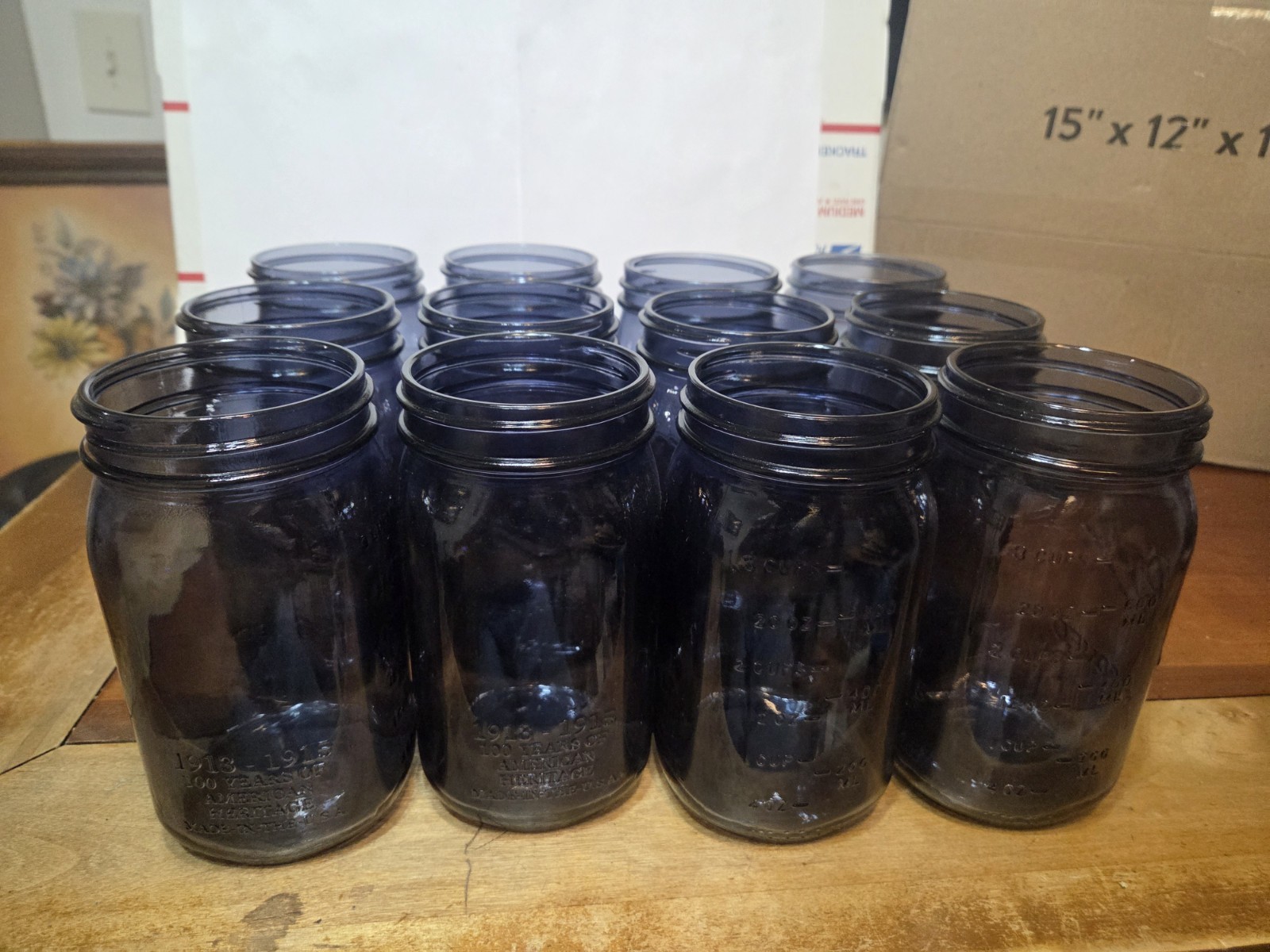 12 Amethyst 1QT Glass Ball Mason Jars 100th Anniversary New