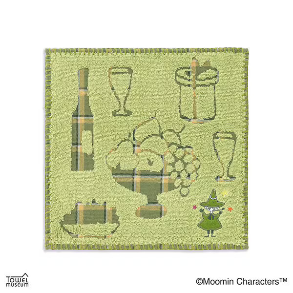 Moomin Snufkin Green Checkered 9.8in Towel Handkerchief Holiday Design