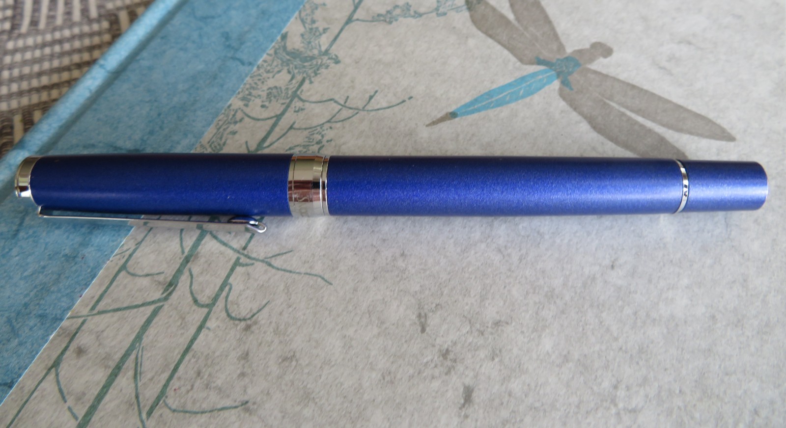 Reflections Fine Writing Instruments Brushed Blue w/Silver trim Rollerball Pen