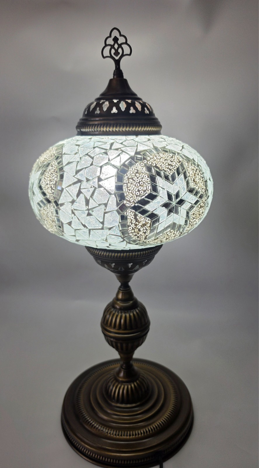 Handmade Turkish Mosaic Lamp Bedside Table Light Boho Decor 21.5in NEW