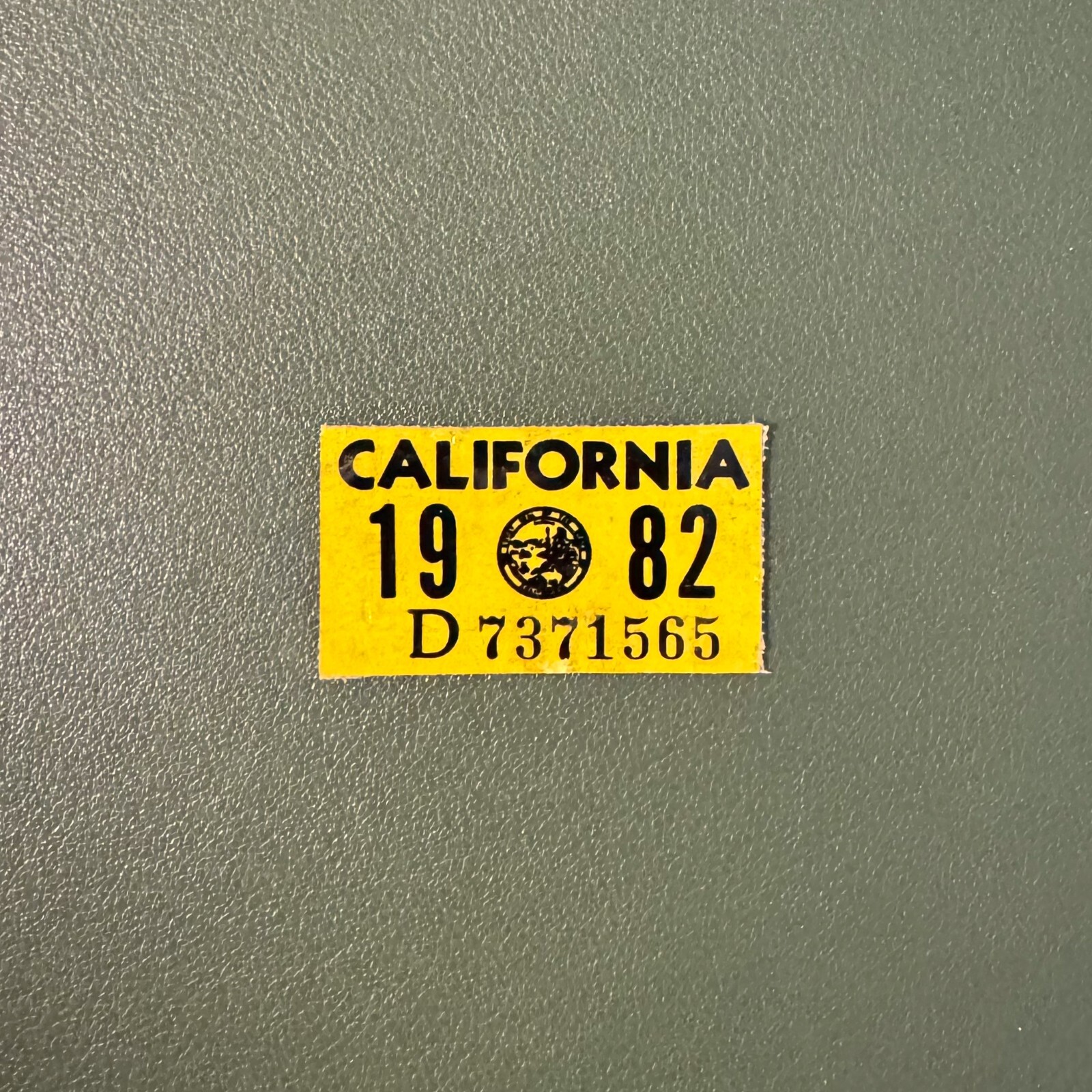 Authentic CALIFORNIA 1982 License Plate Sticker Tag Tab – New Thin Adhesive Back