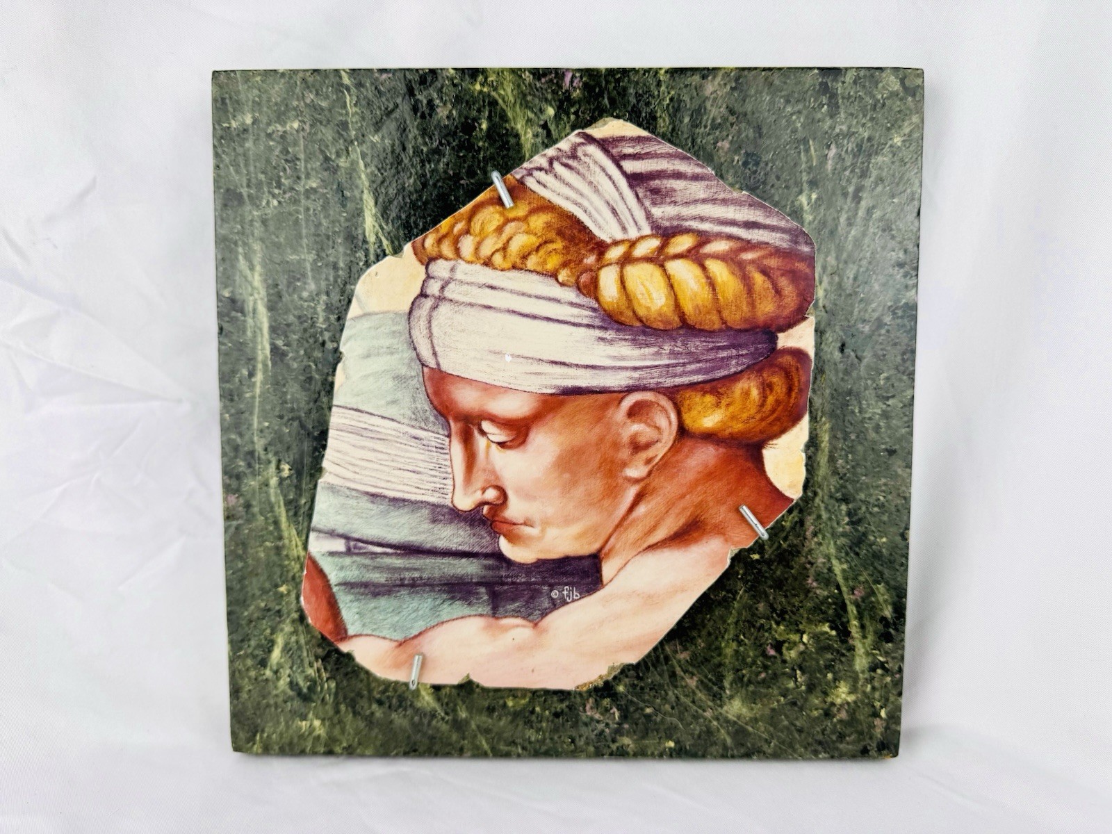 VTG ‘93 Embossed Sistine Chapel Biblical Mounted Stone By Michelangelo 9 x 9 in