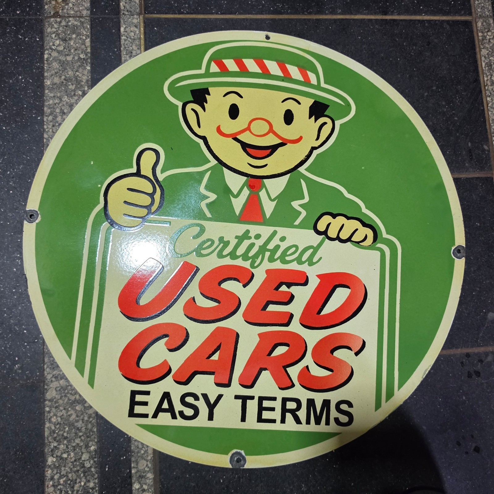 USEDCARS PORCELAIN ENAMEL SIGN 29 X 29 INCHES