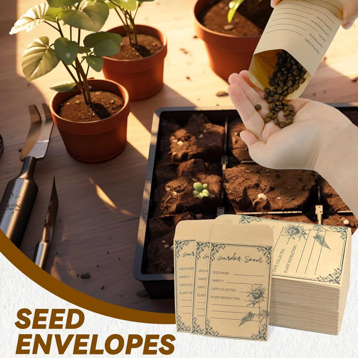 100 Pieces Seed Envelopes – Seed Packets Self Adhesive Sealing Small Seed Saving