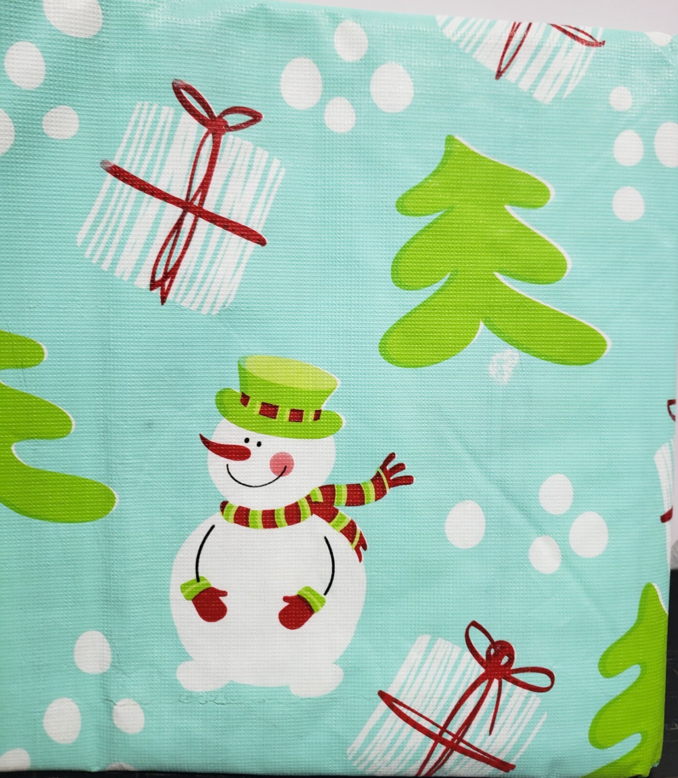 Peva Vinyl Tablecloth, 52″x52″ Square, CHRISTMAS TREES, GIFTS, SNOW & SNOWMEN,HH