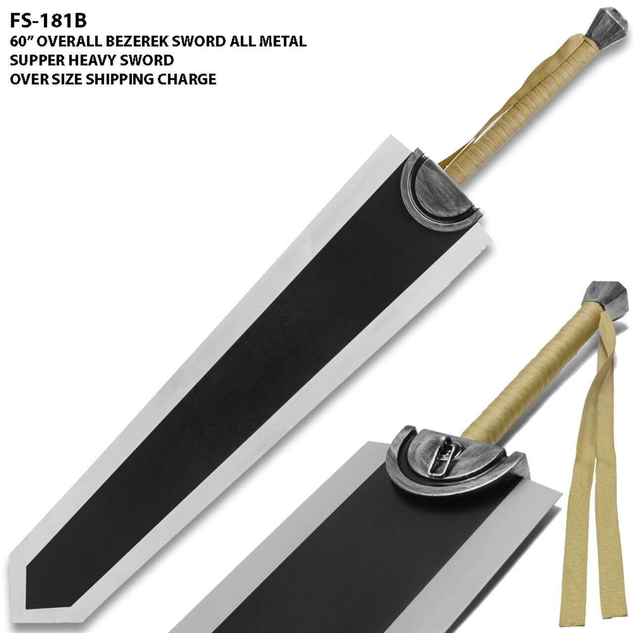 60 Inches Bezserk Guts Dragon Slayer Sword Black Limited Edition