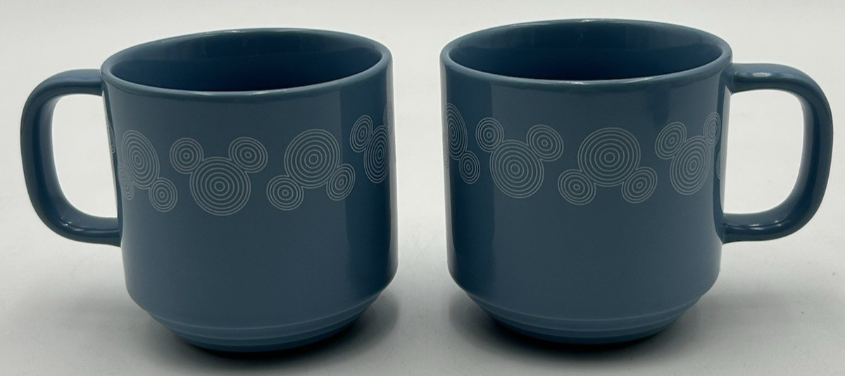 Walt Disney Mickey Mouse 2 Stackable Colored Mugs Dark Blue Gray Color