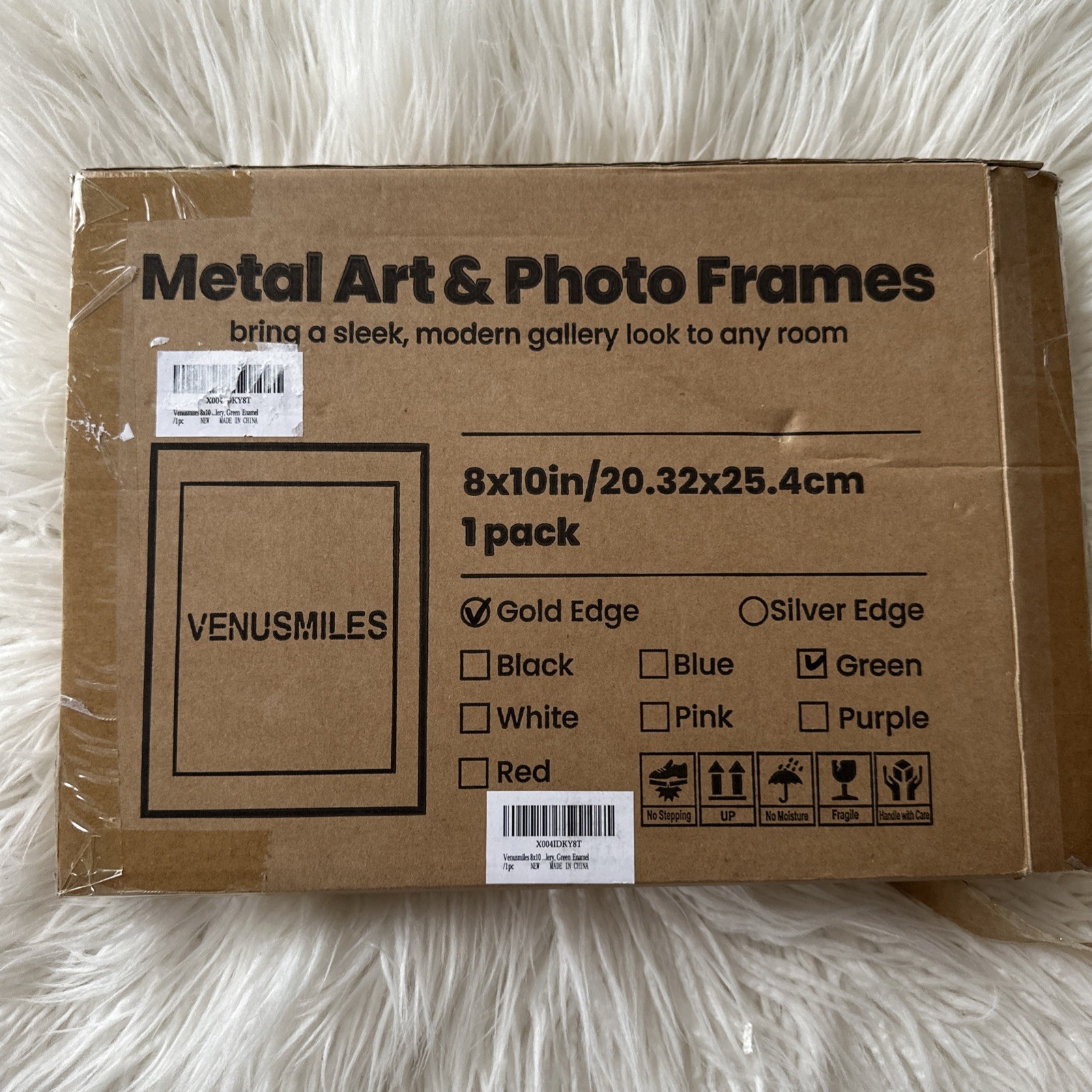 Green & Gold Trim Metal 8″x10″ Free Standing Or Hanging Photo Art Frame NEW