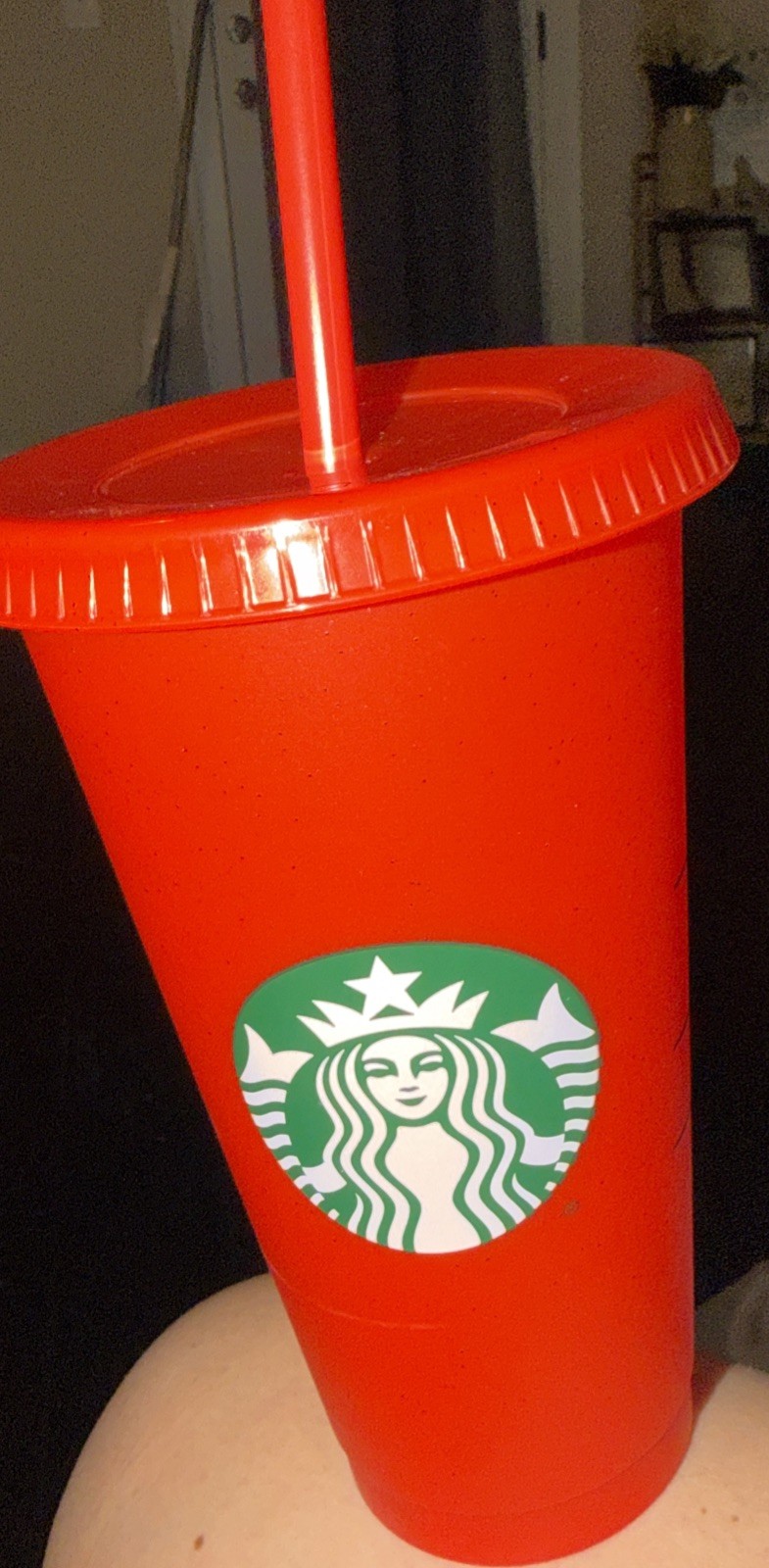 Red Matte 24OZ Starbucks Plastic Cup With Lid & Straw, Reusable Cold Cup