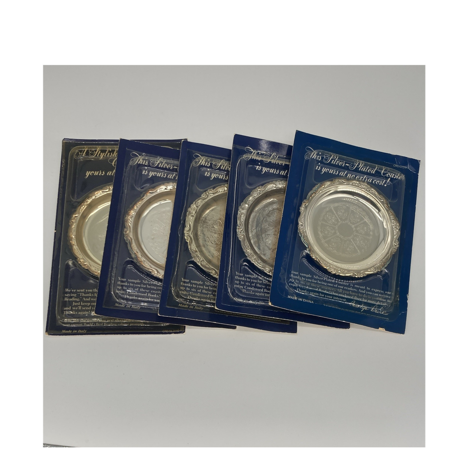 Vintage Silver plated Coasters Lot of 5 1988/89 Made in Italy(All but One)