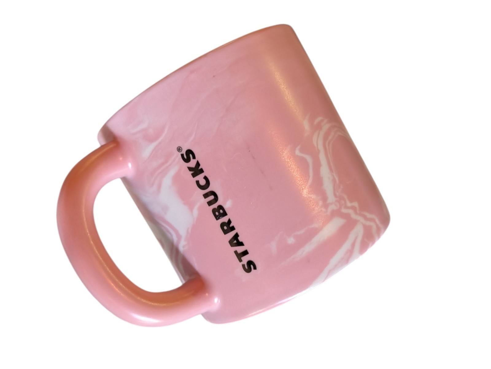 Starbucks Pink White Marble Swirl Coffee Tea Mug Cup 12 oz