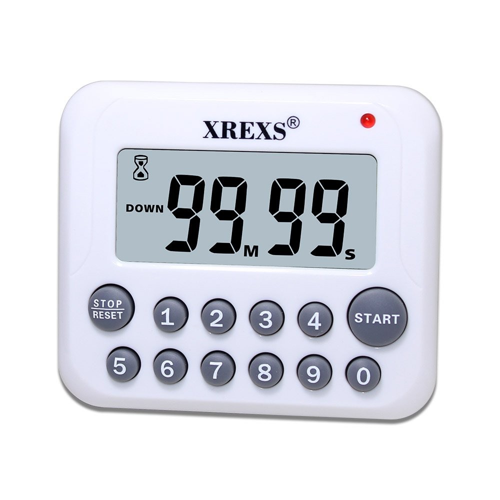 XREXS Digital Kitchen Timer Magnetic Countdown Up Cooking Clock White