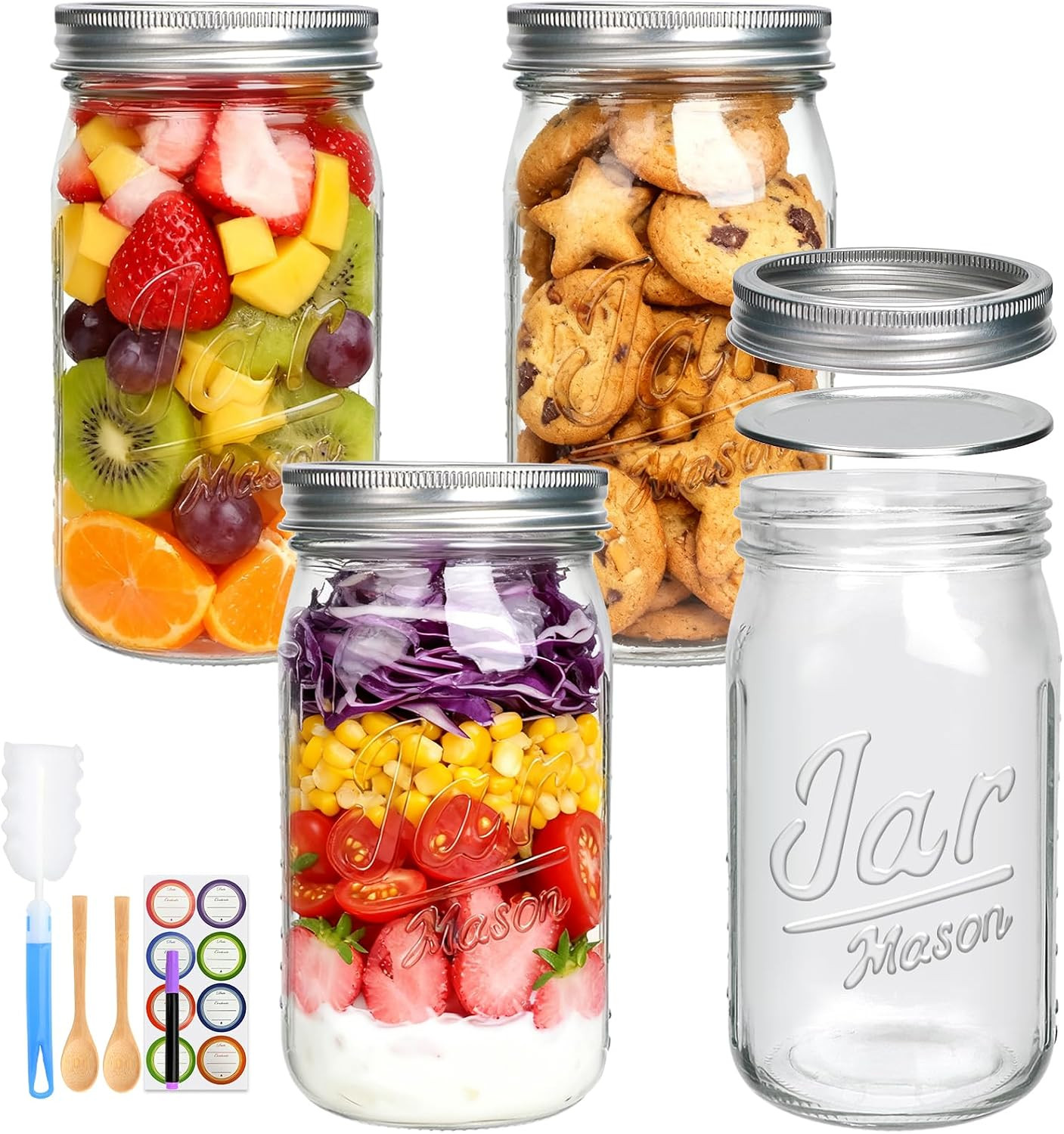 32oz Canning Jars, Wide Mouth Mason Jars with Lids and Bands Excellent Choice fo