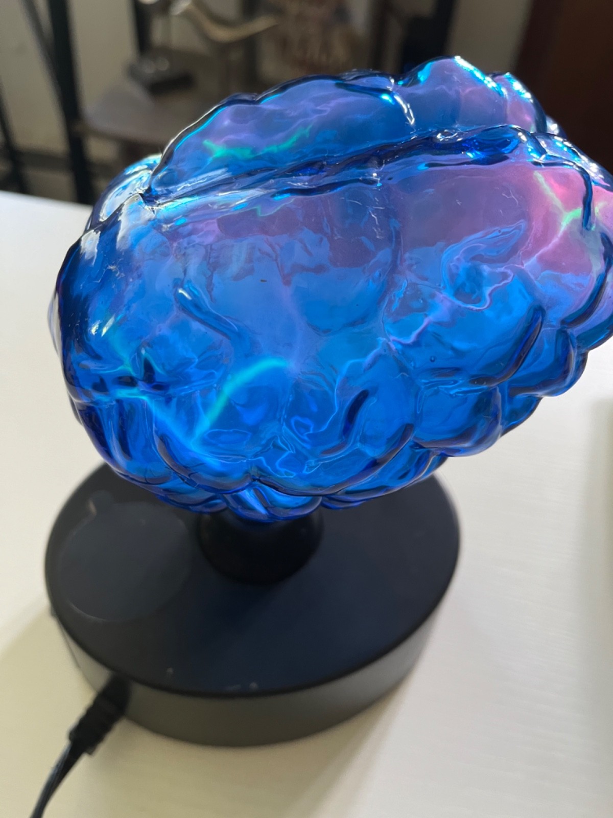 LumiSource Brain Plasma Lamp Light Blue Glass Lightning Lamp Static