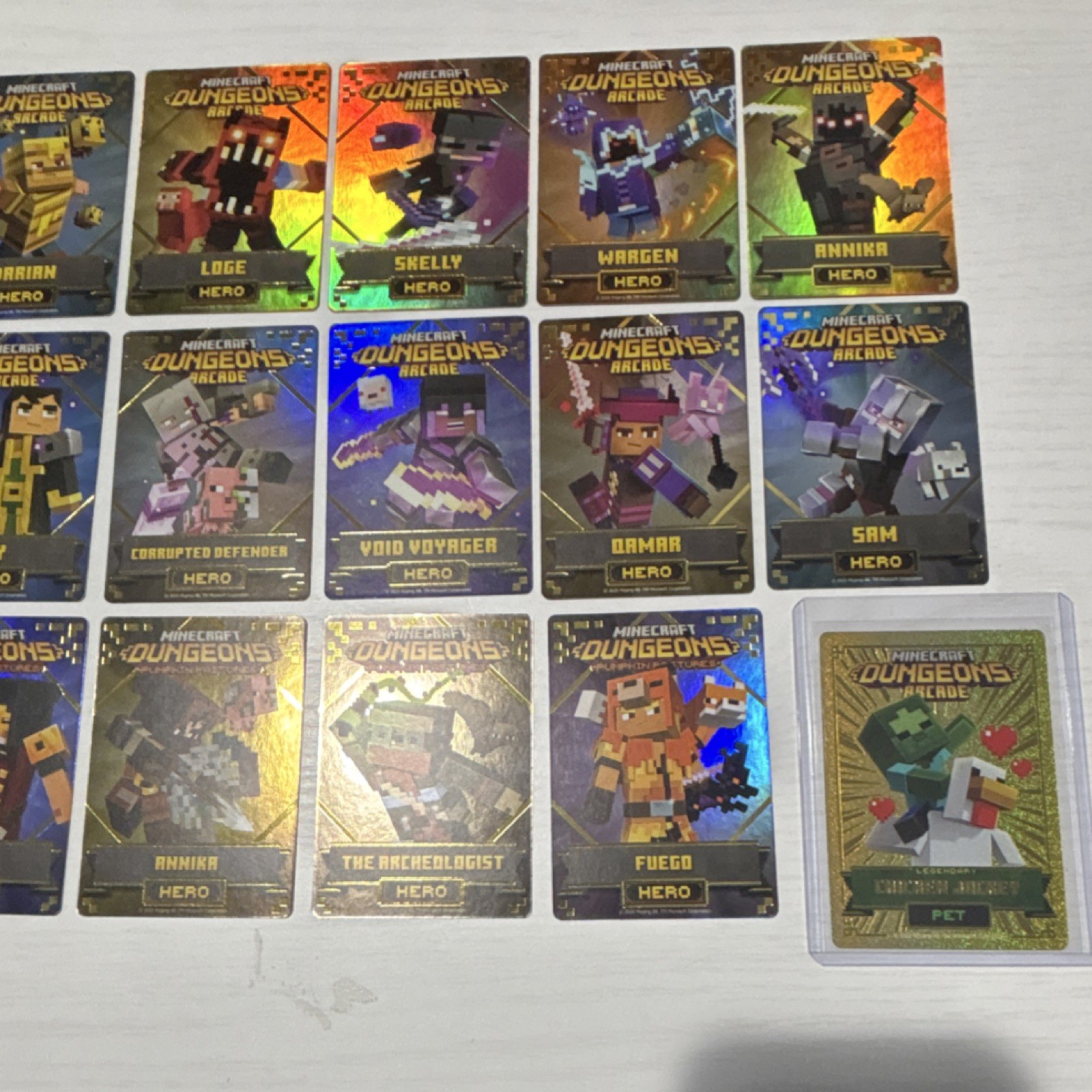 Minecraft Dungeons Arcade ALL HERO FOIL Cards Includes #144 CHICKEN JOCKEY GOLD
