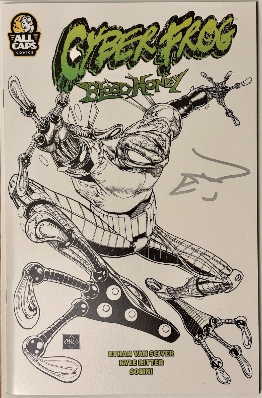 CYBERFROG: BLOODHONEY – B&W Line Art Variant SIGNED – ALL CAPS Ethan Van Sciver