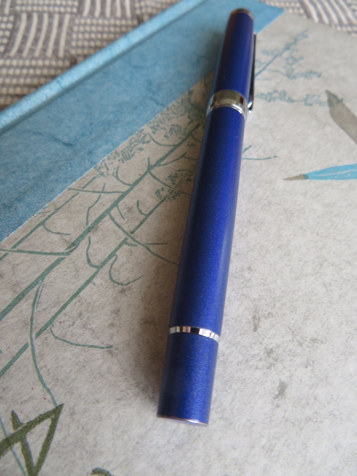 Reflections Fine Writing Instruments Brushed Blue w/Silver trim Rollerball Pen