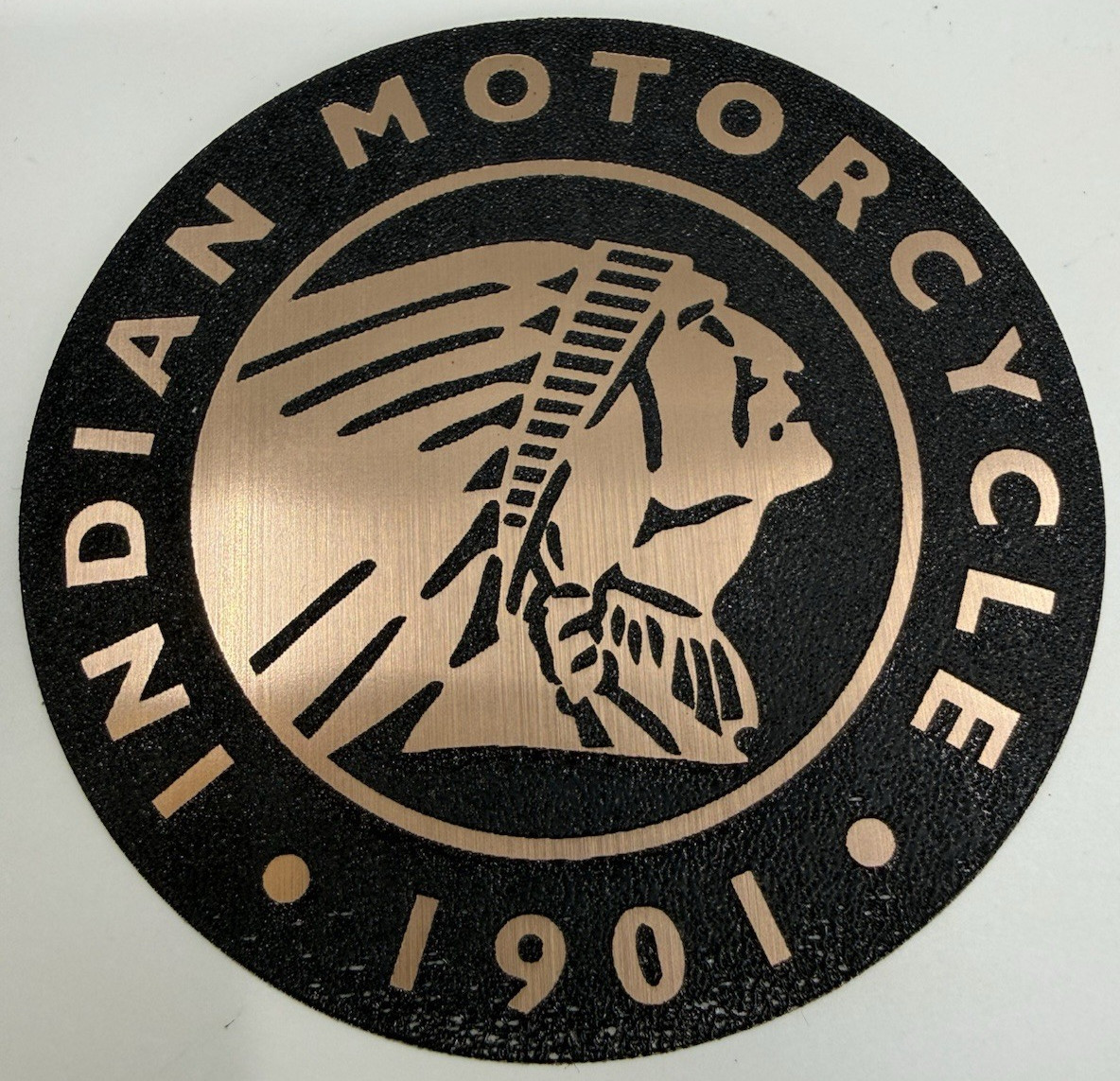 Indian Motorcycle 1901 Brushed Metal Decal Sticker 2.5″ Bronze Black Biker Gift