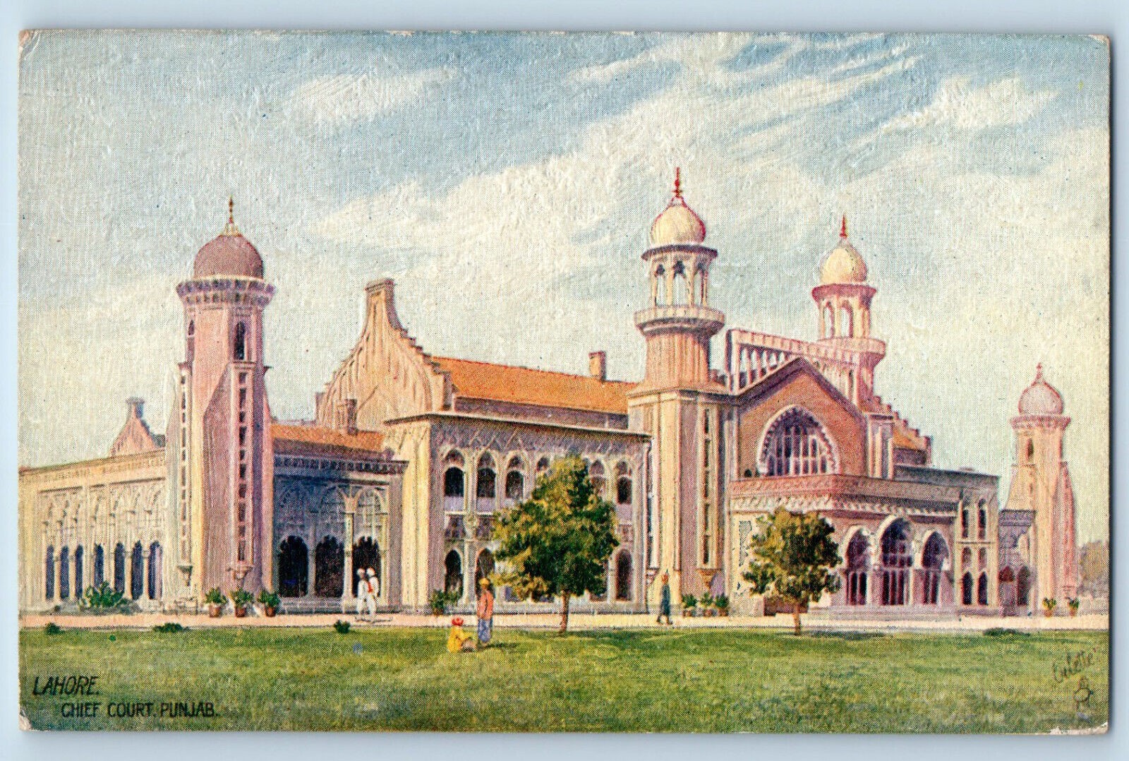 Lahore Punjab Pakistan Postcard Chief Court View c1910 Oilette Tuck Art