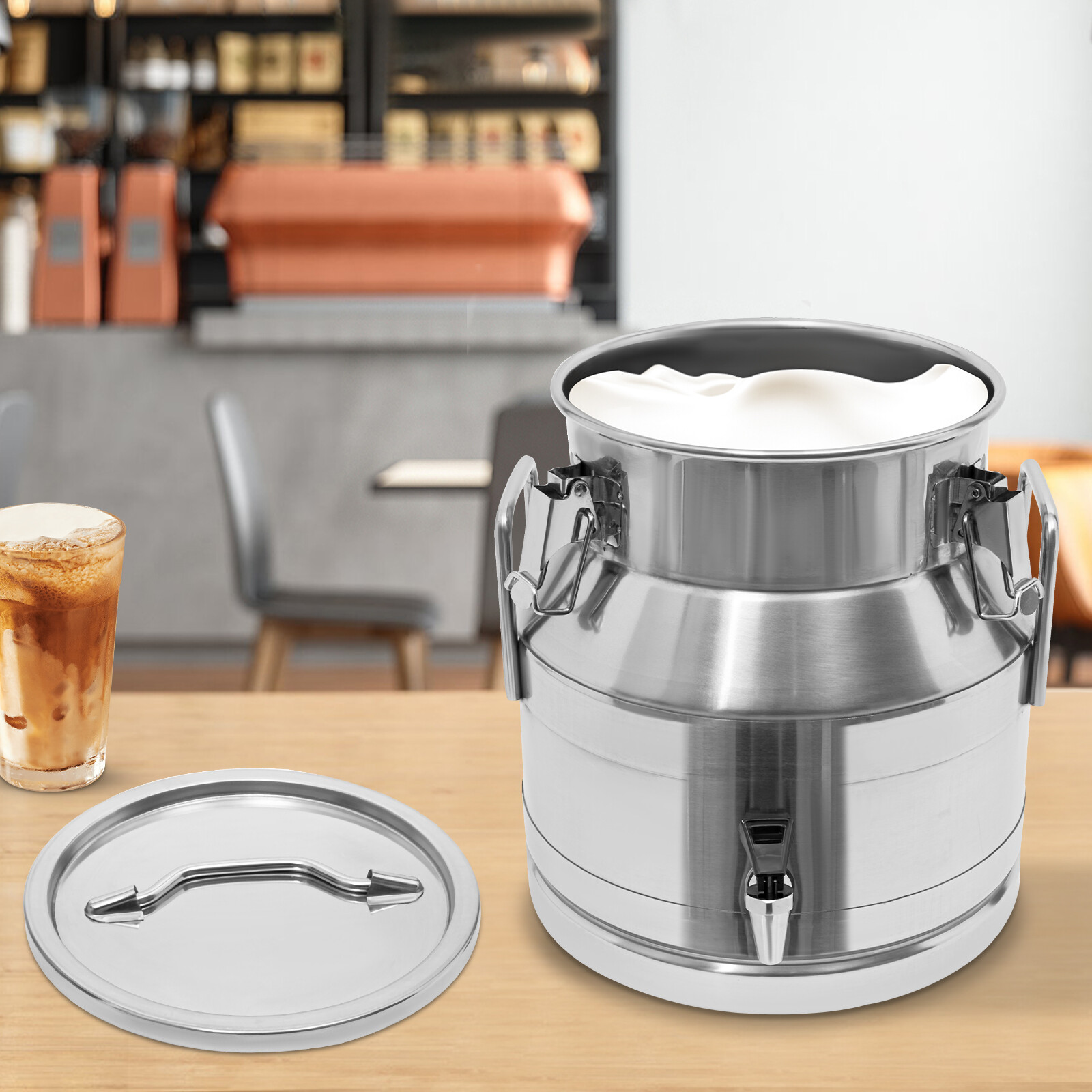 20L/5.28 Gallon Stainless Steel Milk Jug With A Faucet Sealed Bucket Milk Can