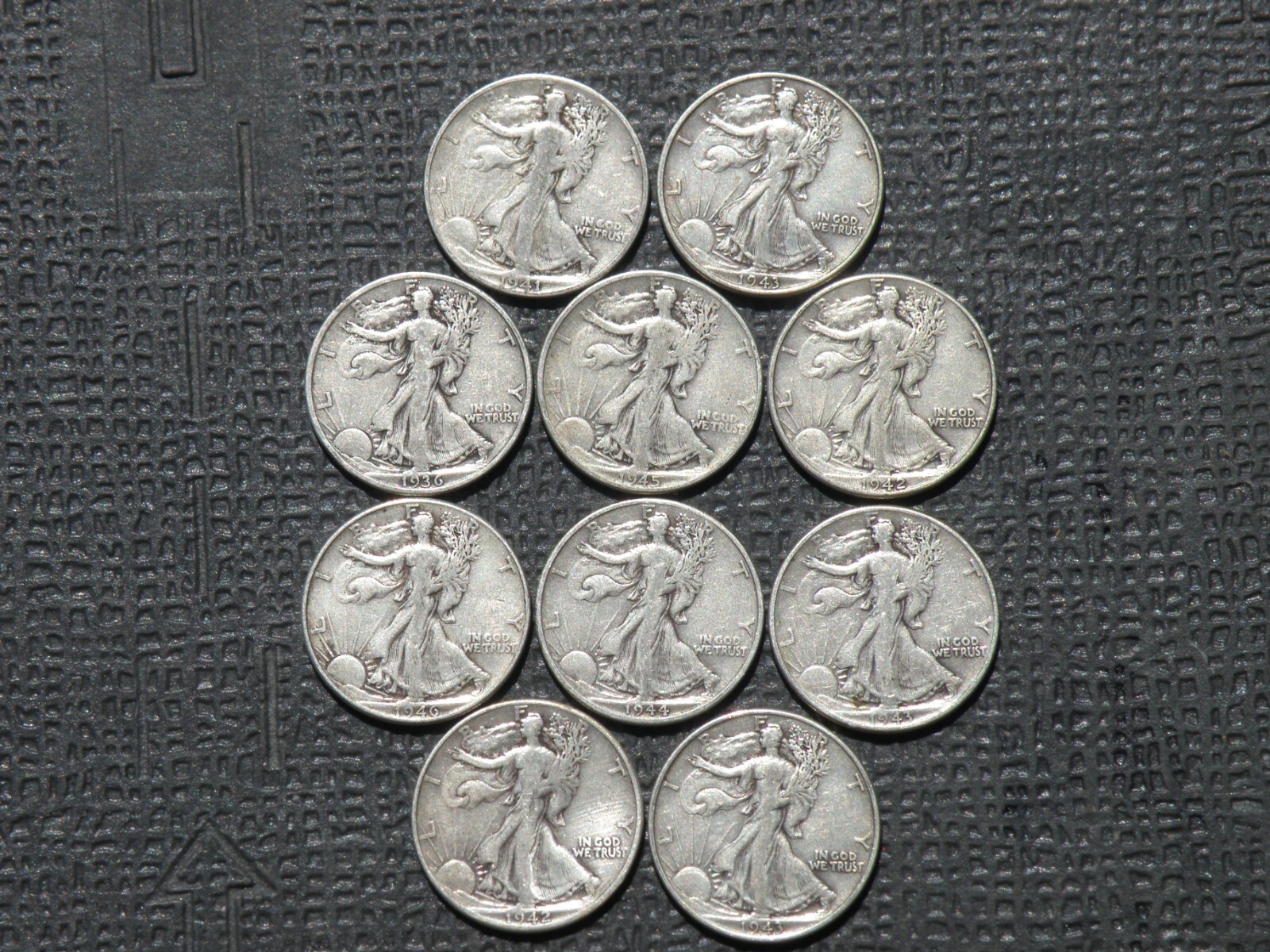 Walking Liberty Half Dollars (5 ) Coins Nice Details, various dates and mints.