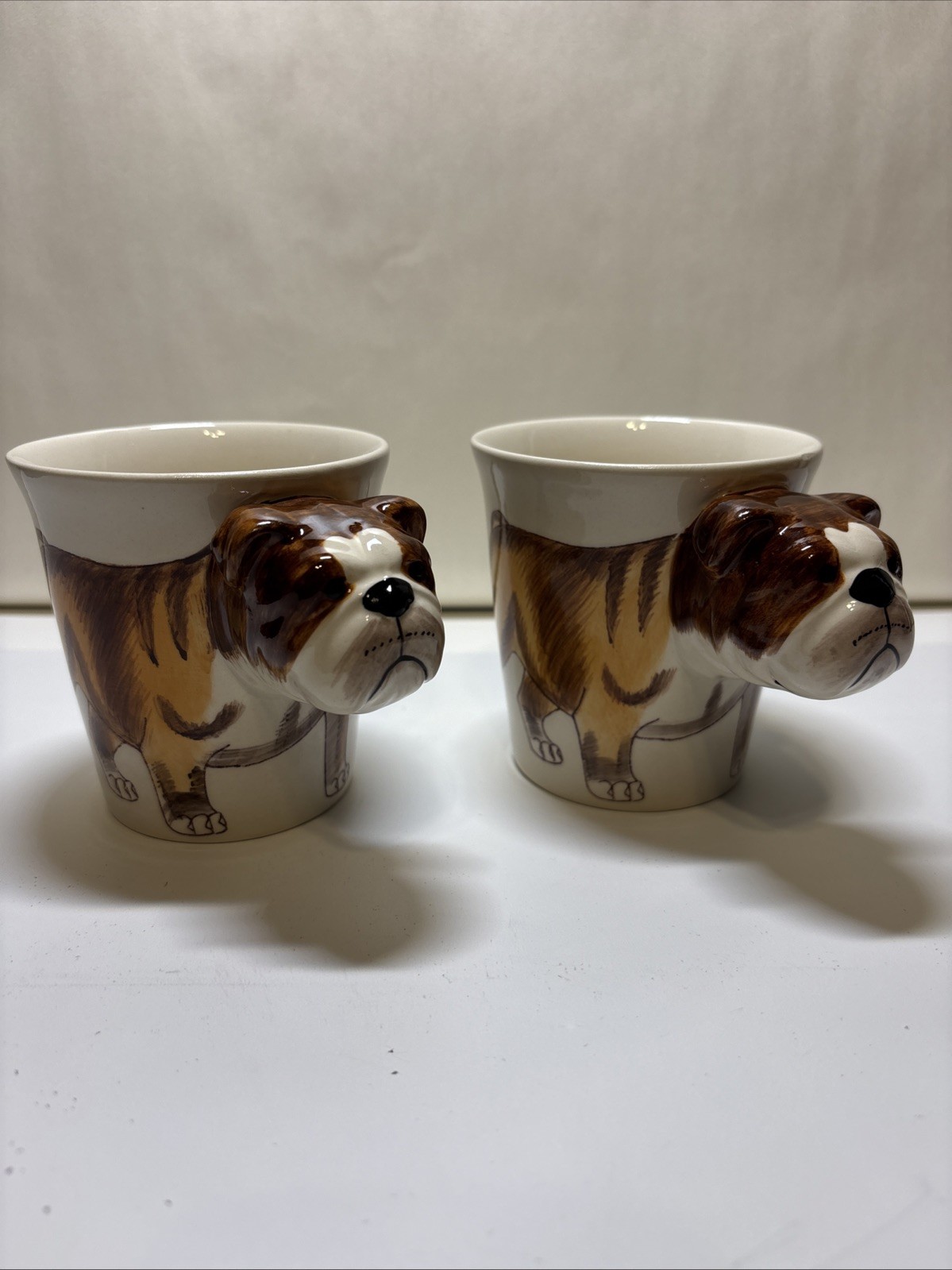 Mug Cup Coffee Tea Ceramic Porcelain Bulldog 3D Figurine Collectible Gift Set 2