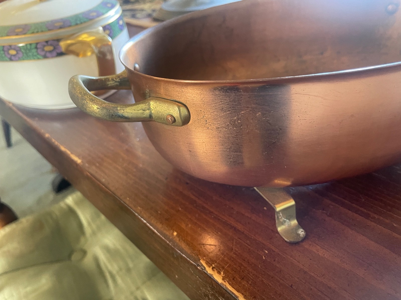 Oval Copper Serving Casserole Dish Holder Only – 9 7/8 x 6 7/8 “dish fits in