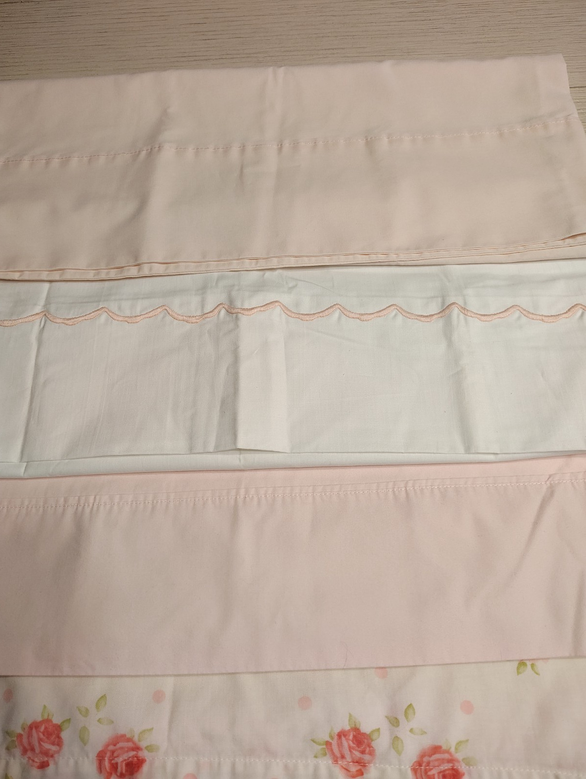 Mixed PINK & White Pillowcases Cottagecore Farmhouse Floral Lace LOT of 5