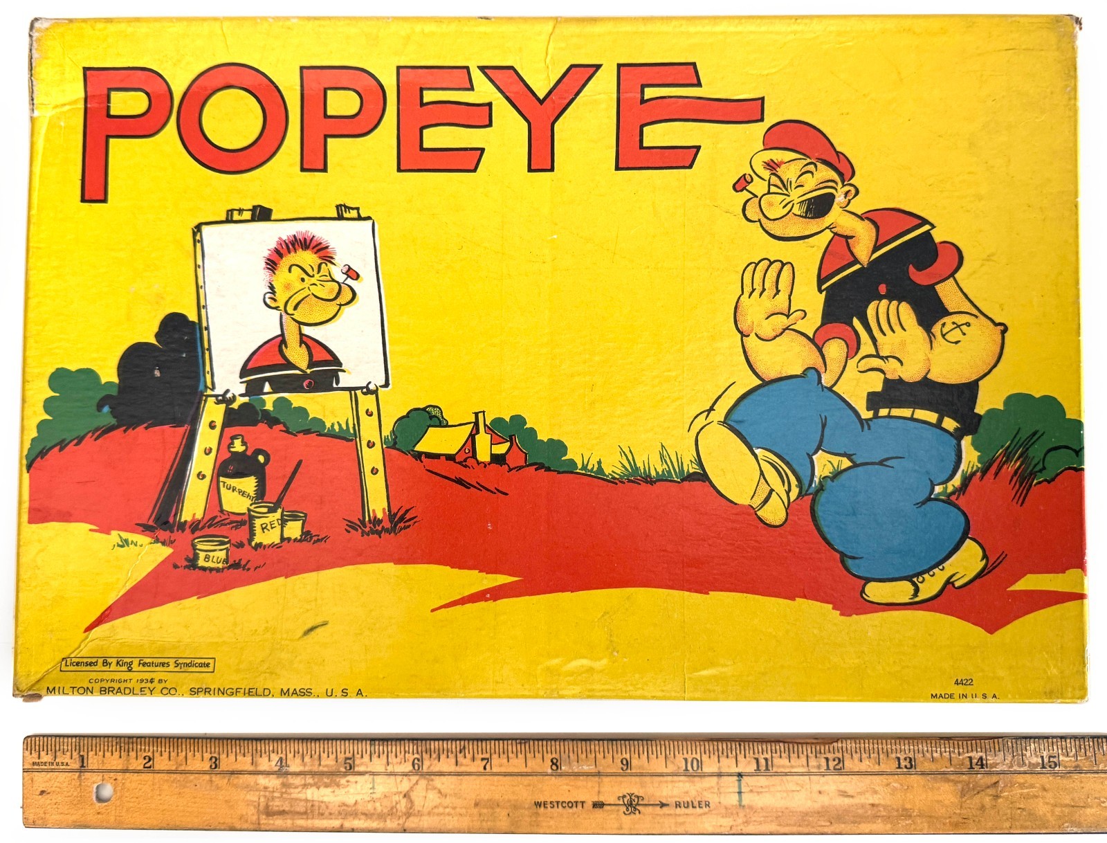 Very Rare Vintage Popeye Watercolor Paint & Crayon Kit No. 4422 (circa 1930s)