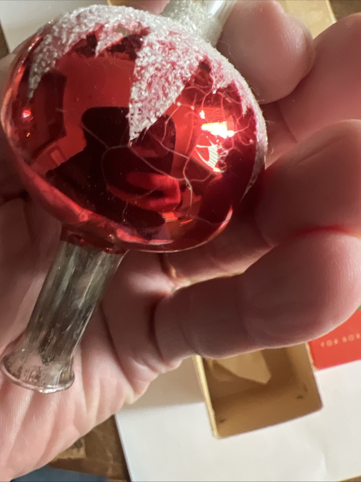 1950’s Shiny Brite Mercury Glass Tree topper. W. Germany 9.5″ in Original Box #T